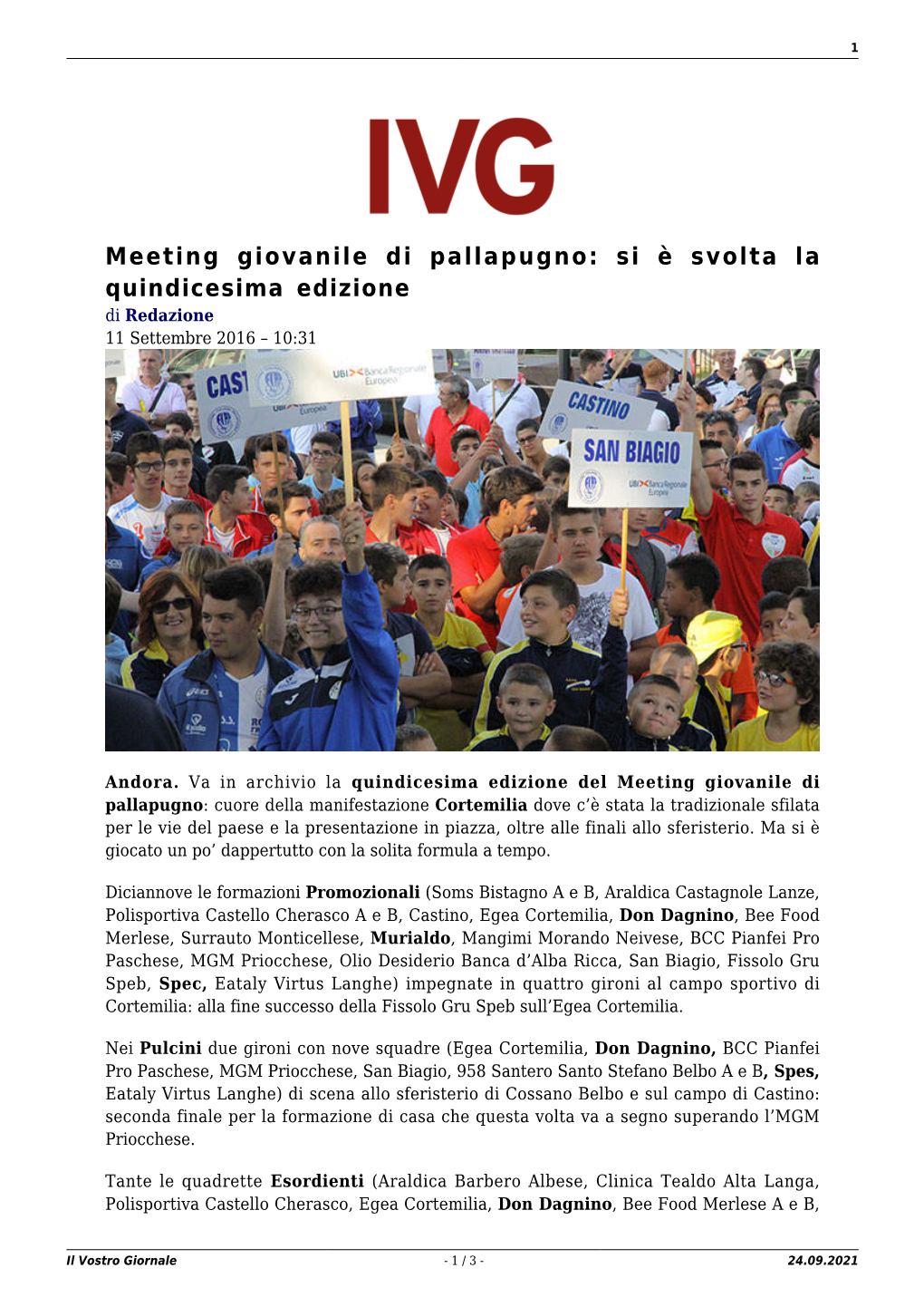 Il Vostro Giornale - 1 / 3 - 24.09.2021 2