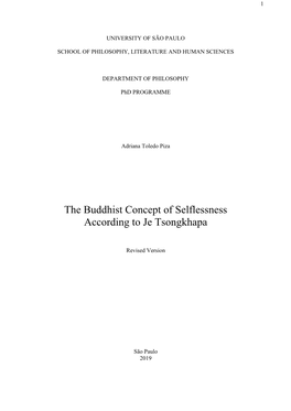 The Buddhist Concept of Selflessness According to Je Tsongkhapa