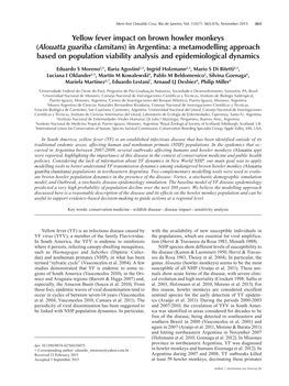 Yellow Fever Impact on Brown Howler Monkeys (Alouatta Guariba Clamitans)