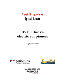 BYD: China’S Electric Car Pioneer