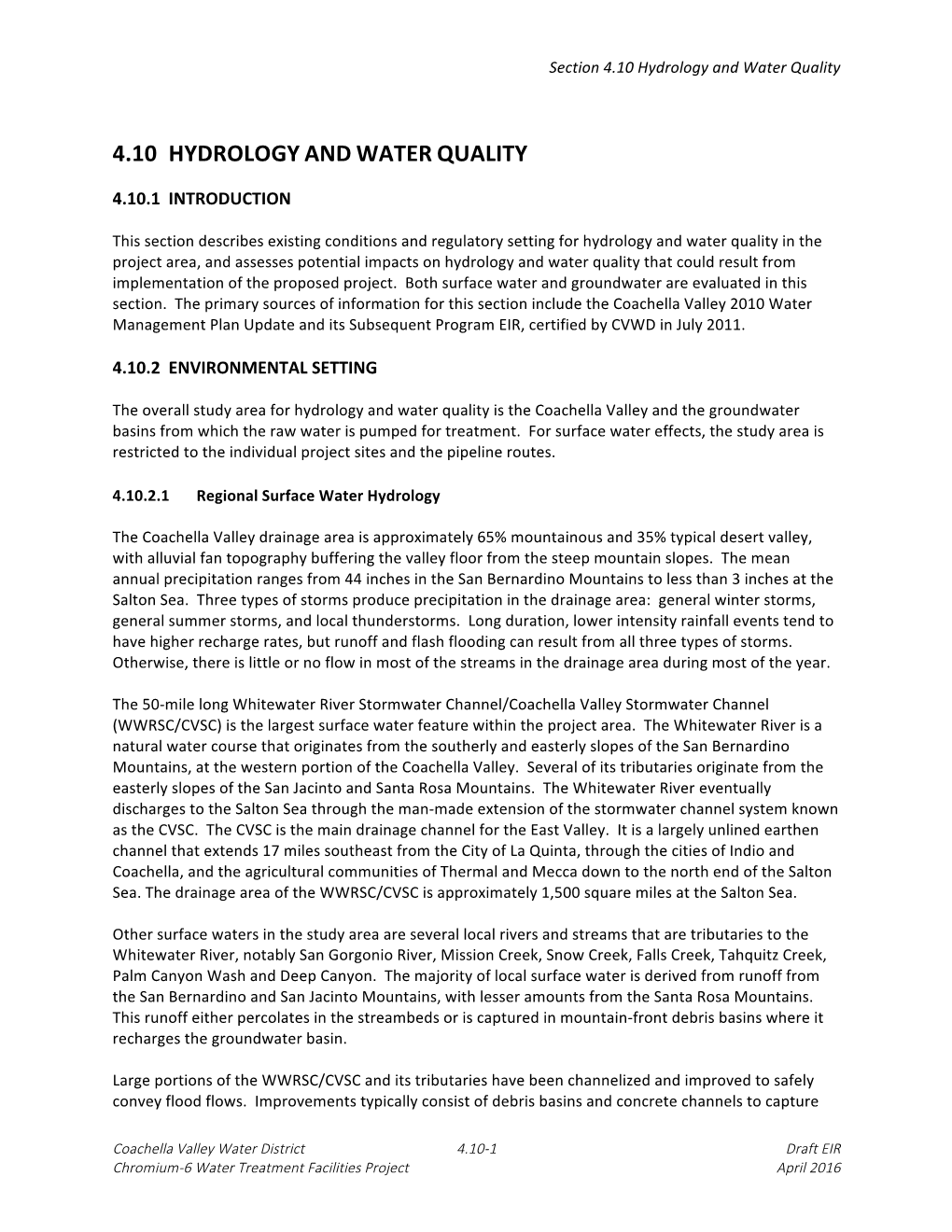 4.10 Hydrology and Water Quality