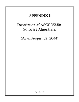 APPENDIX I Description of ASOS V2.80 Software Algorithms