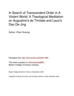 A Theological Meditation on Augustine's De Trinitate and Laozi's Dao De Jing