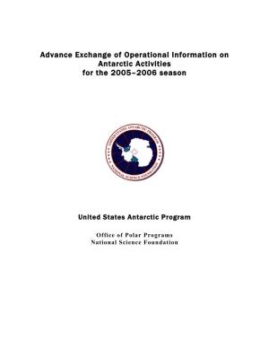 U.S. Advance Exchange of Operational Information, 2005-2006