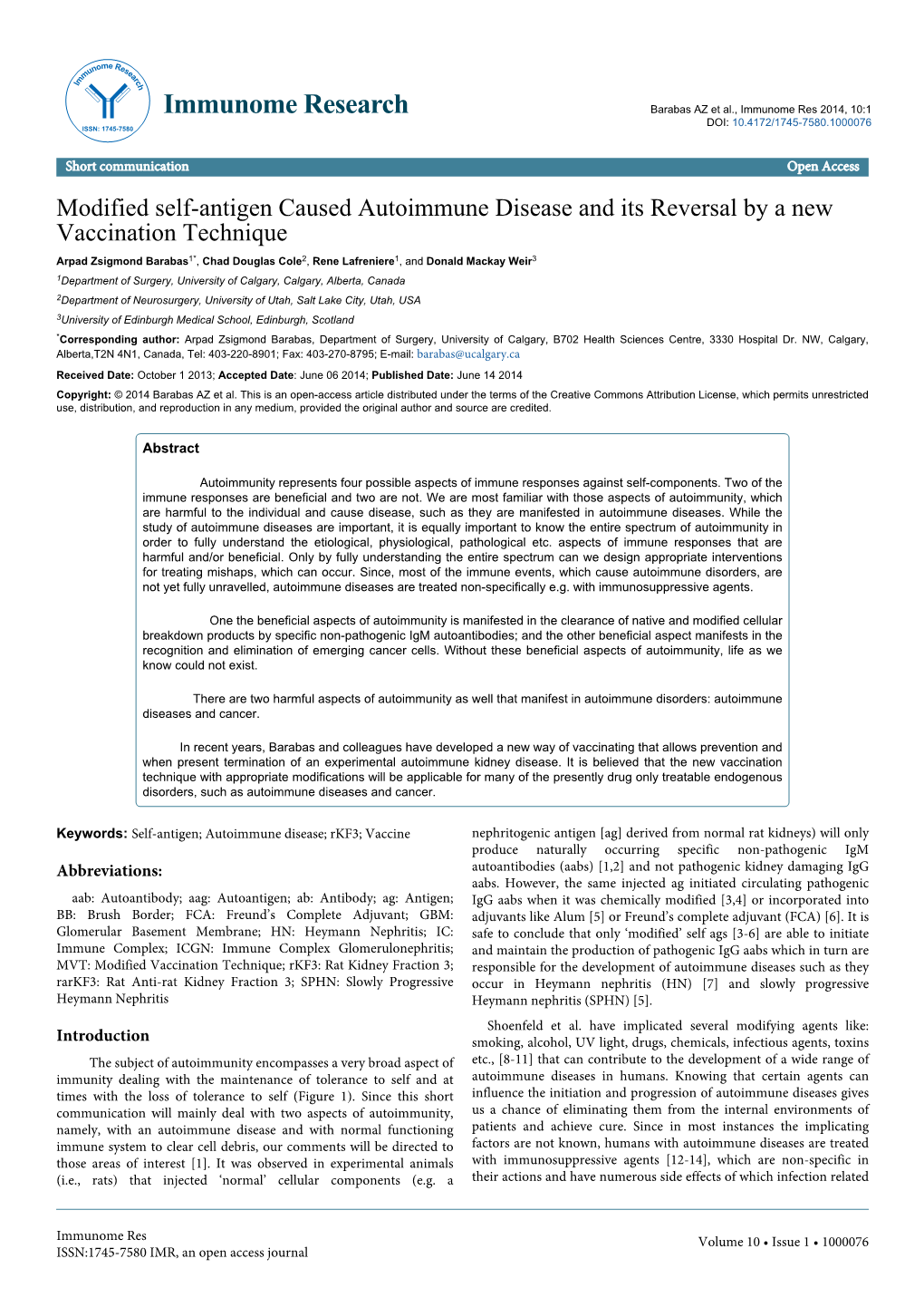 Modified Self-Antigen Caused Autoimmune Disease and Its