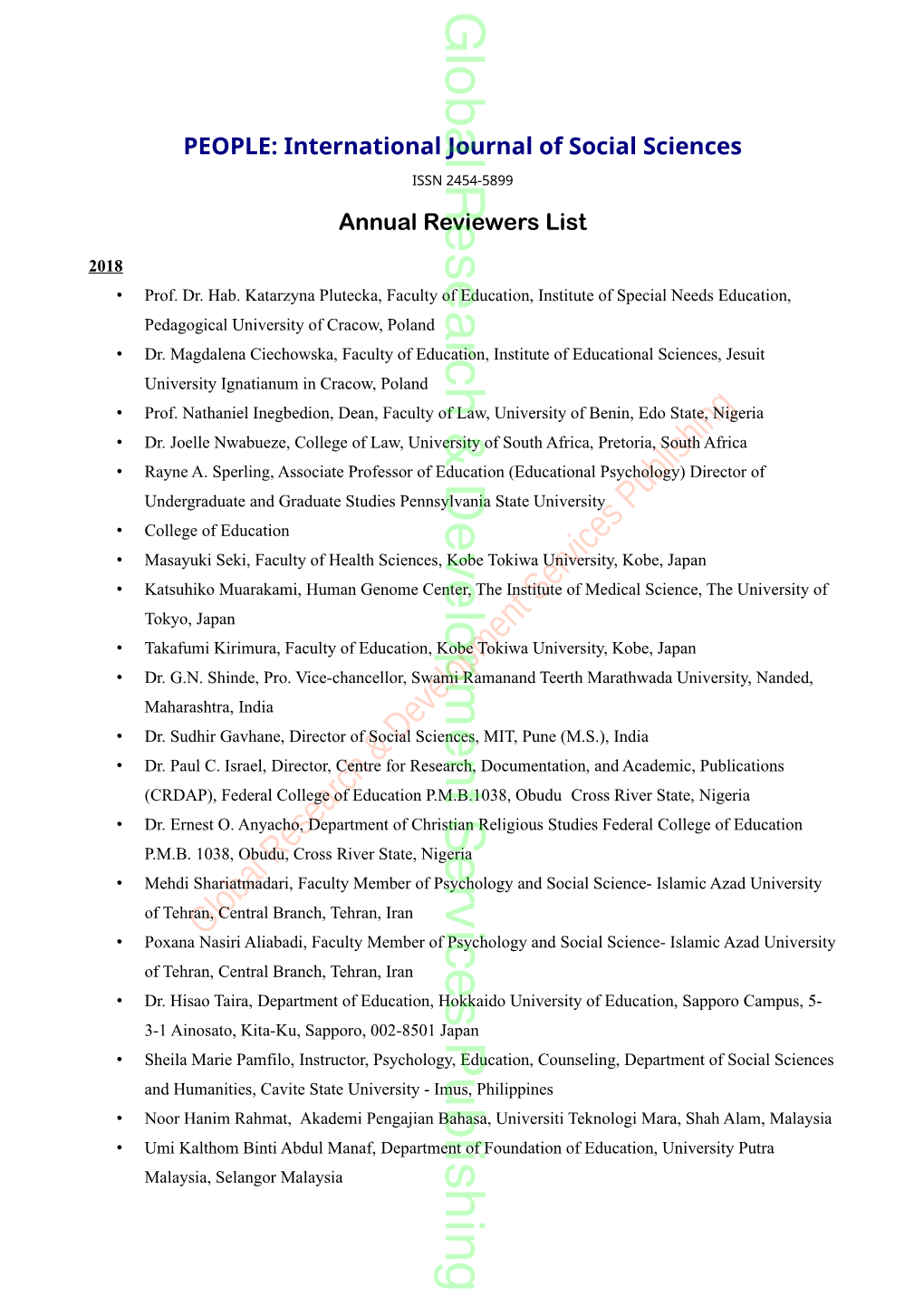 PEOPLE: International L Journal of Social Sciences