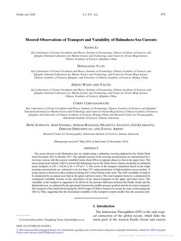 Moored Observations of Transport and Variability of Halmahera Sea Currents