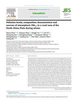 Pollution Levels, Composition Characteristics and Sources of Atmospheric PM 2.5 in a Rural Area of the North China Plain During Winter