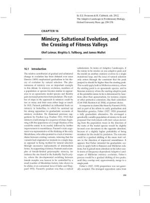 Mimicry, Saltational Evolution, and the Crossing of Fitness Valleys