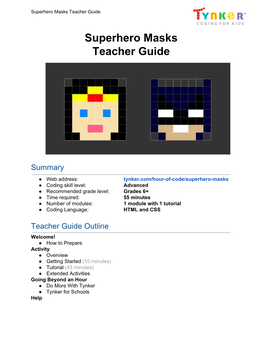 Superhero Masks Teacher Guide