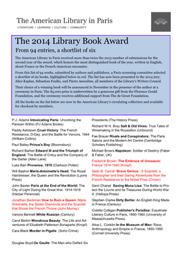 The 2014 Library Book Award