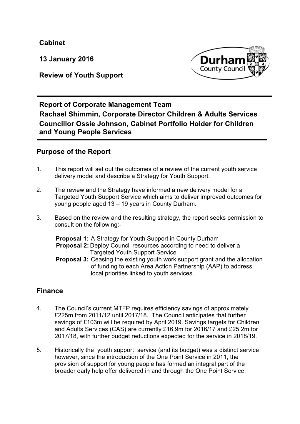 Review of Youth Support