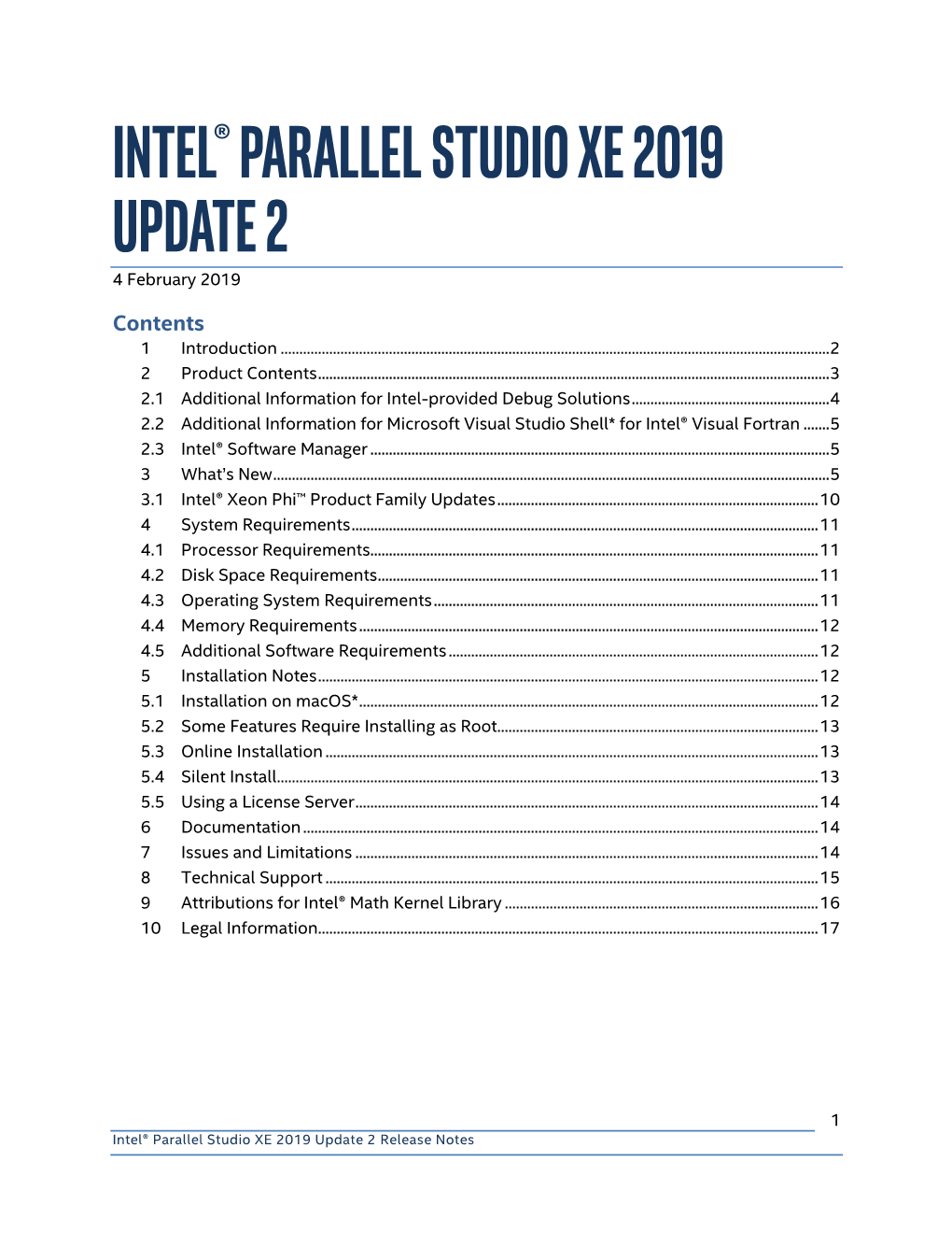 Intel® Parallel Studio XE 2019 Update 2 Release Notes