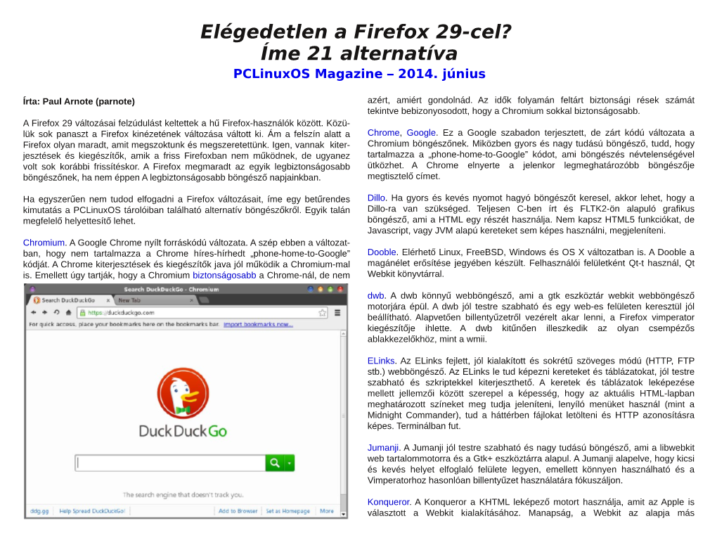 Elégedetlen a Firefox 29-Cel? Íme 21 Alternatíva Pclinuxos Magazine – 2014
