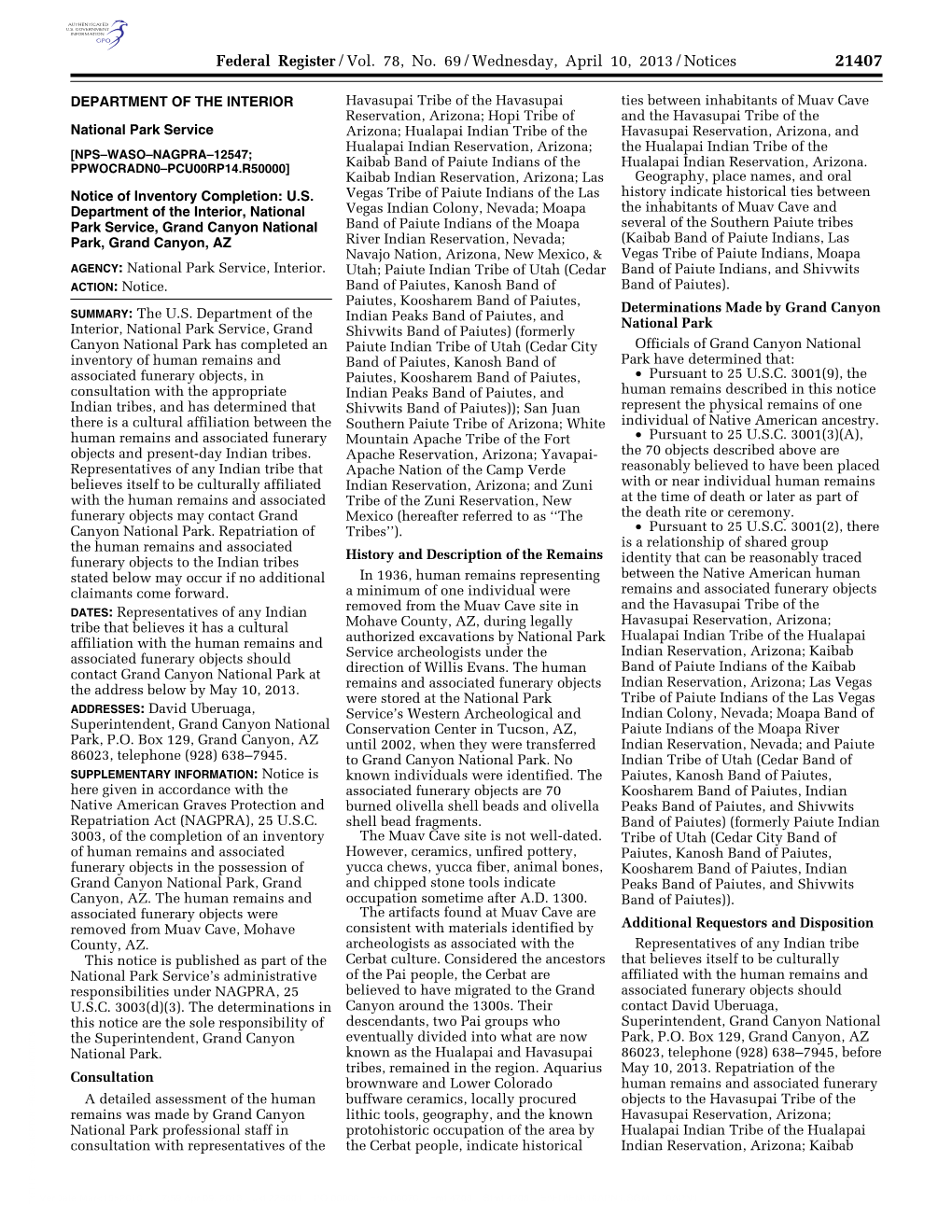 Federal Register/Vol. 78, No. 69/Wednesday, April 10, 2013