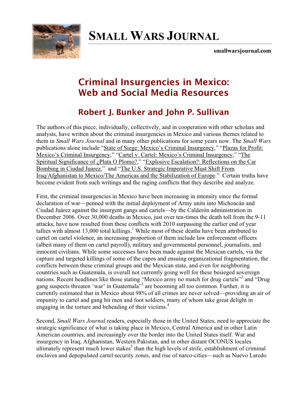 Criminal Insurgencies in Mexico: Web and Social Media Resources