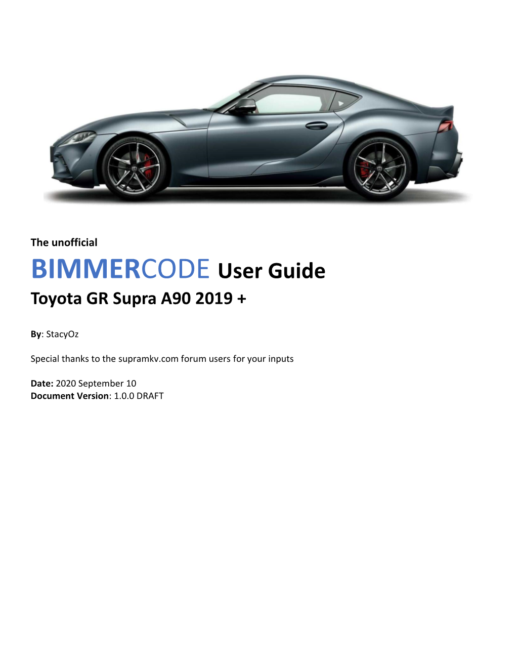 BIMMERCODE User Guide Toyota GR Supra A90 2019 +