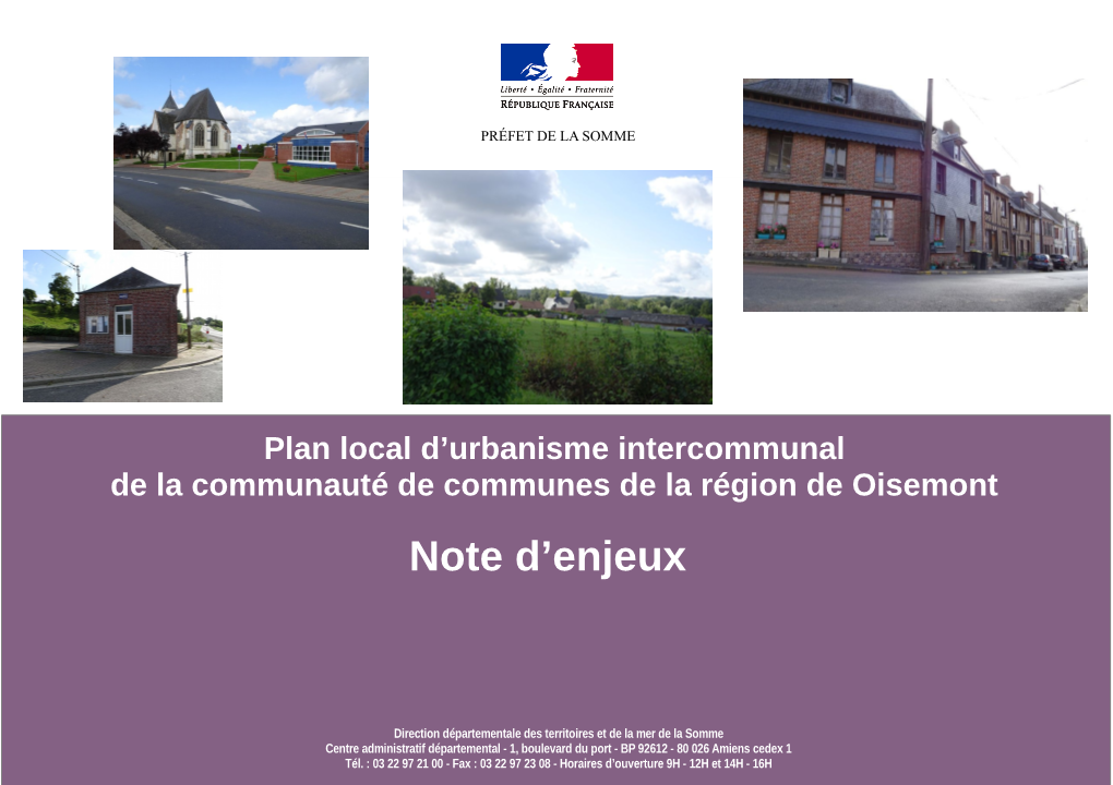 Communauté De Communes De La Région De Oisemont Note D’Enjeux