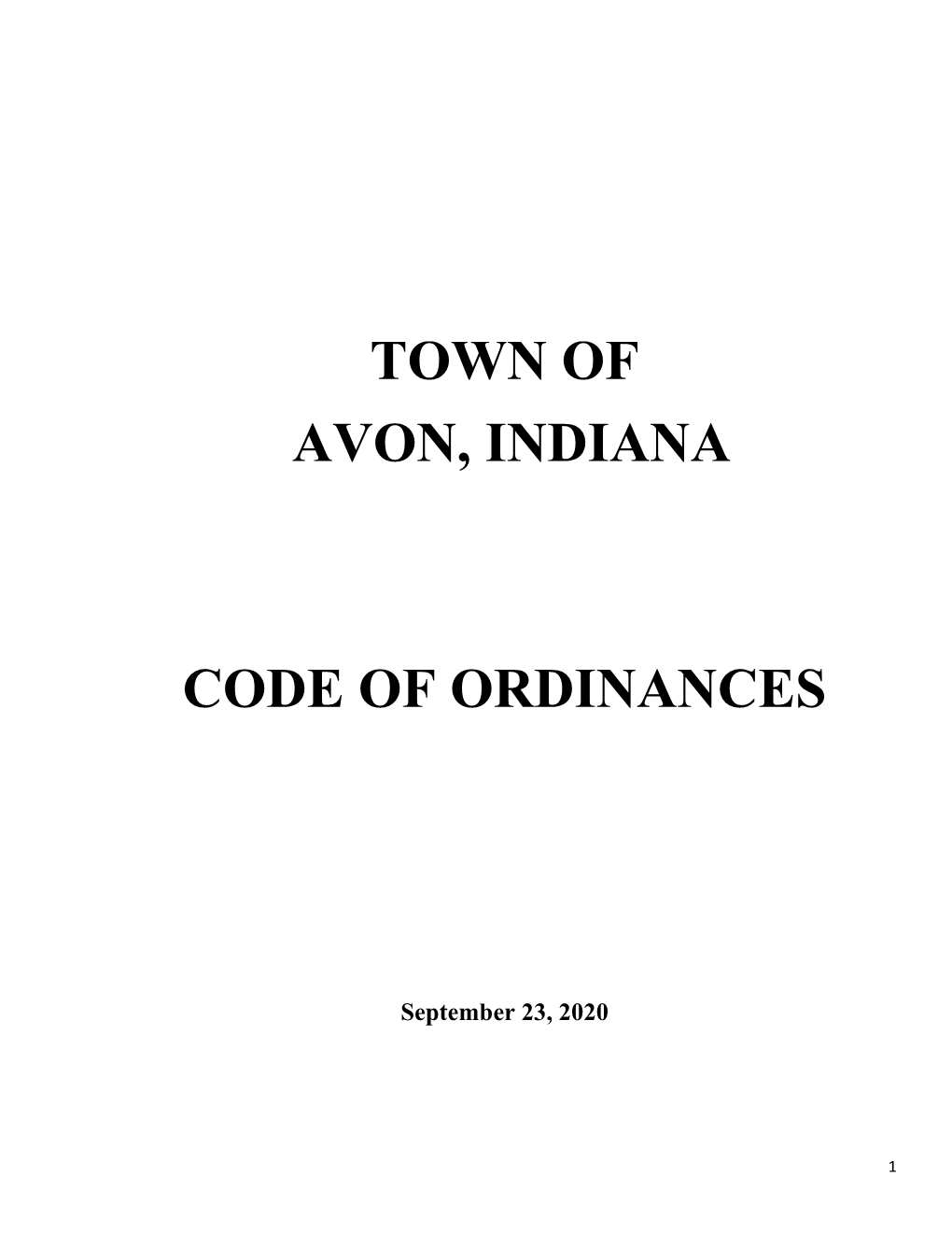 Town of Avon, Indiana Code of Ordinances