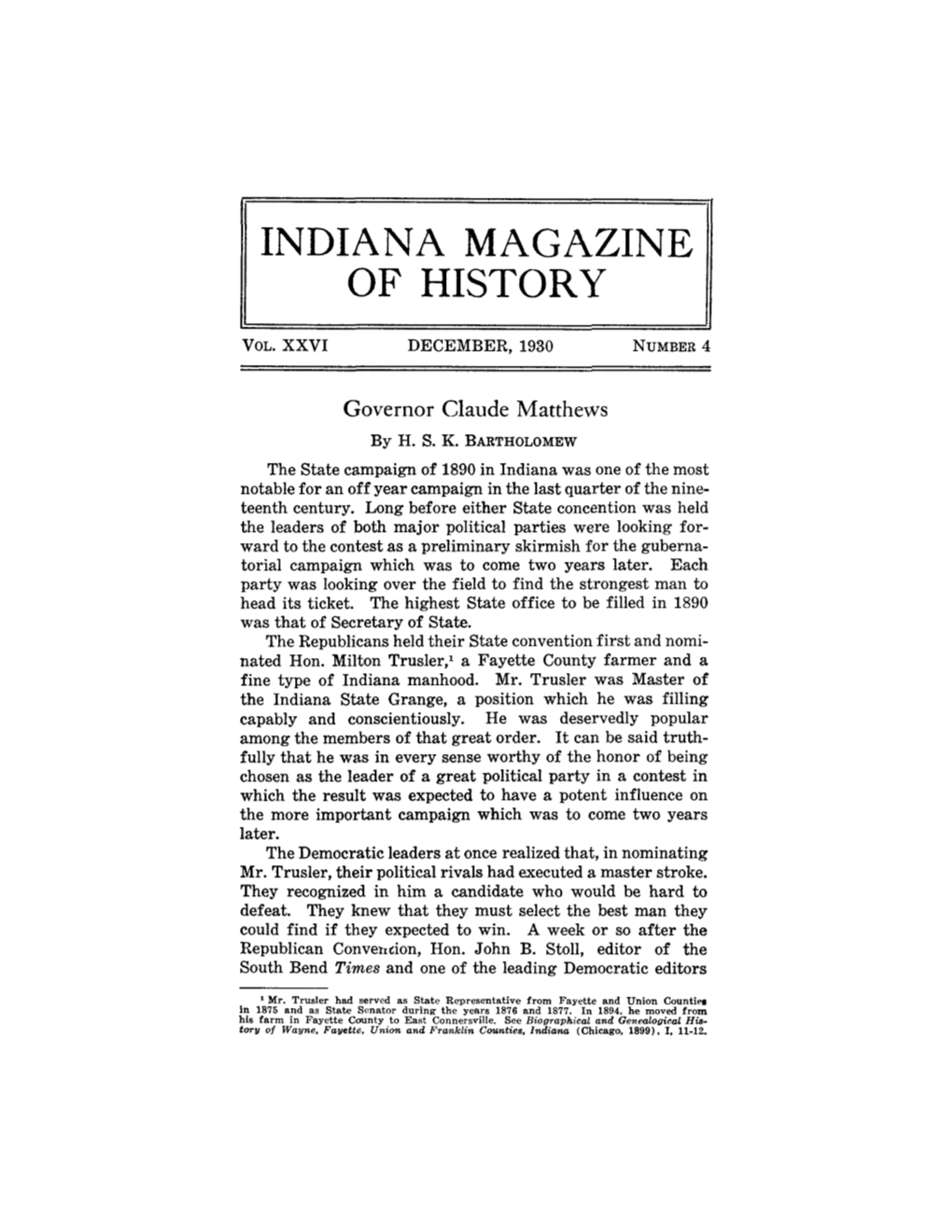 Indiana Magazine of History