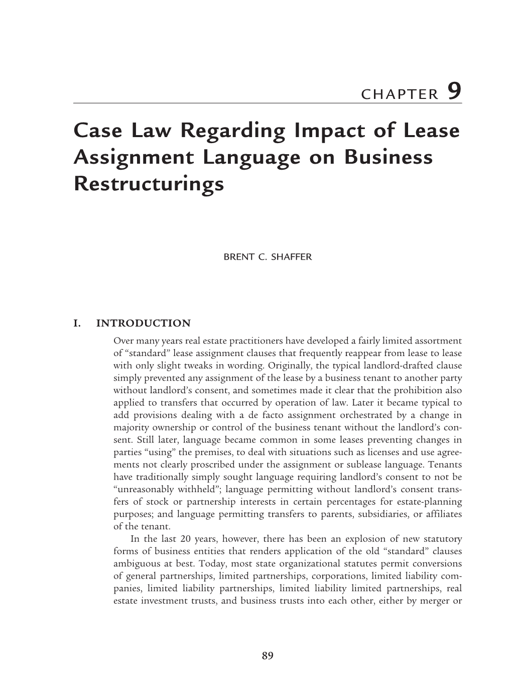 Case Law Regarding Impact of Lease Assignment Language on Business Restructurings