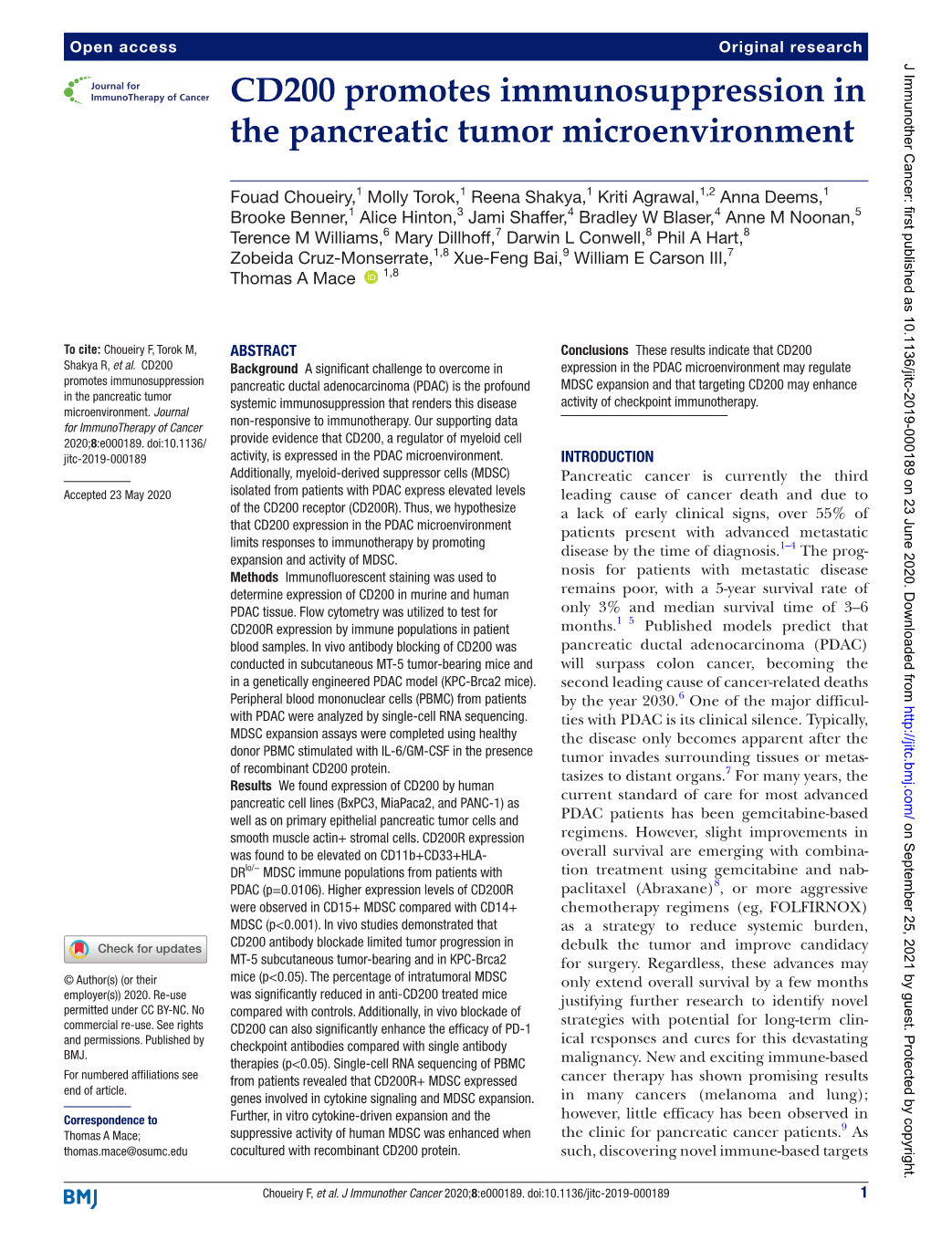 CD200 Promotes Immunosuppression in the Pancreatic Tumor Microenvironment