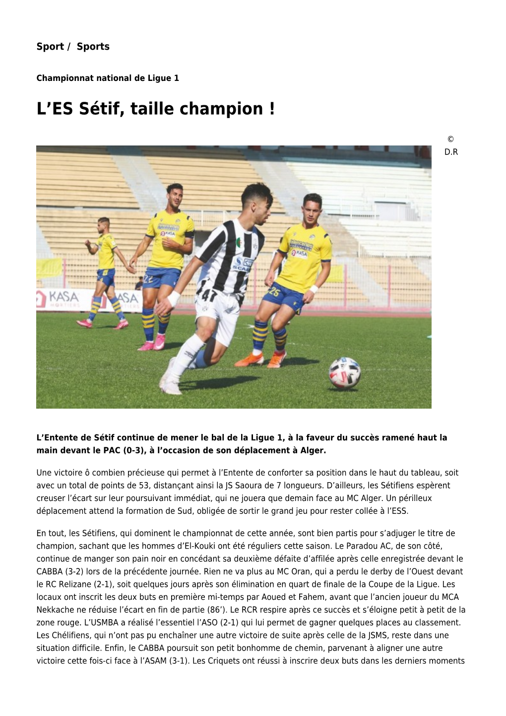 L'es Sétif, Taille Champion