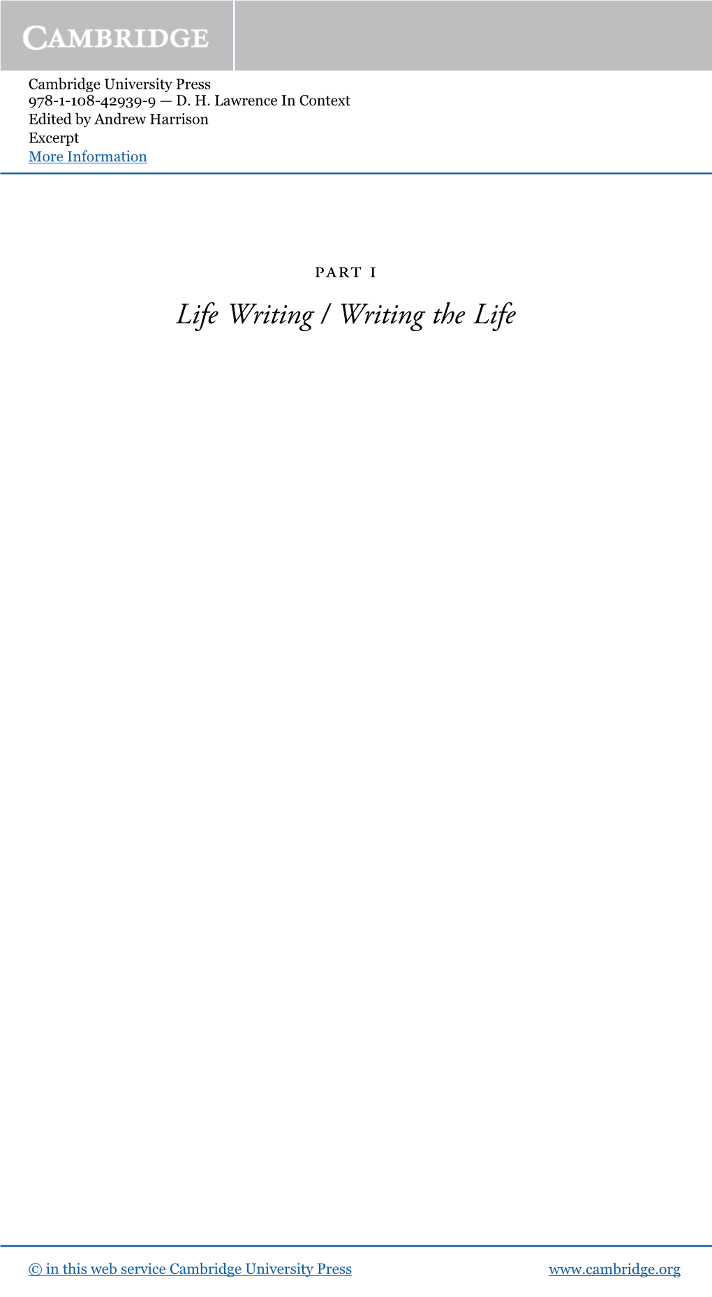 Life Writing / Writing the Life