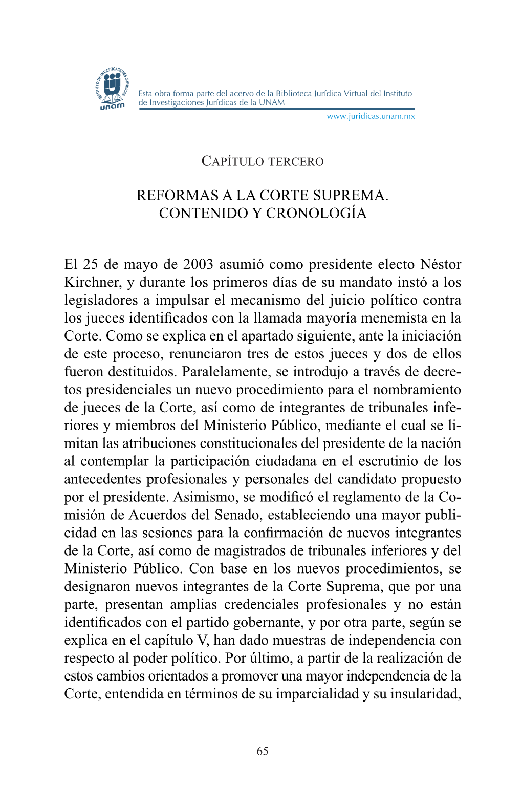 Reformas a La Corte Suprema. Contenido Y Cronología El 25 De