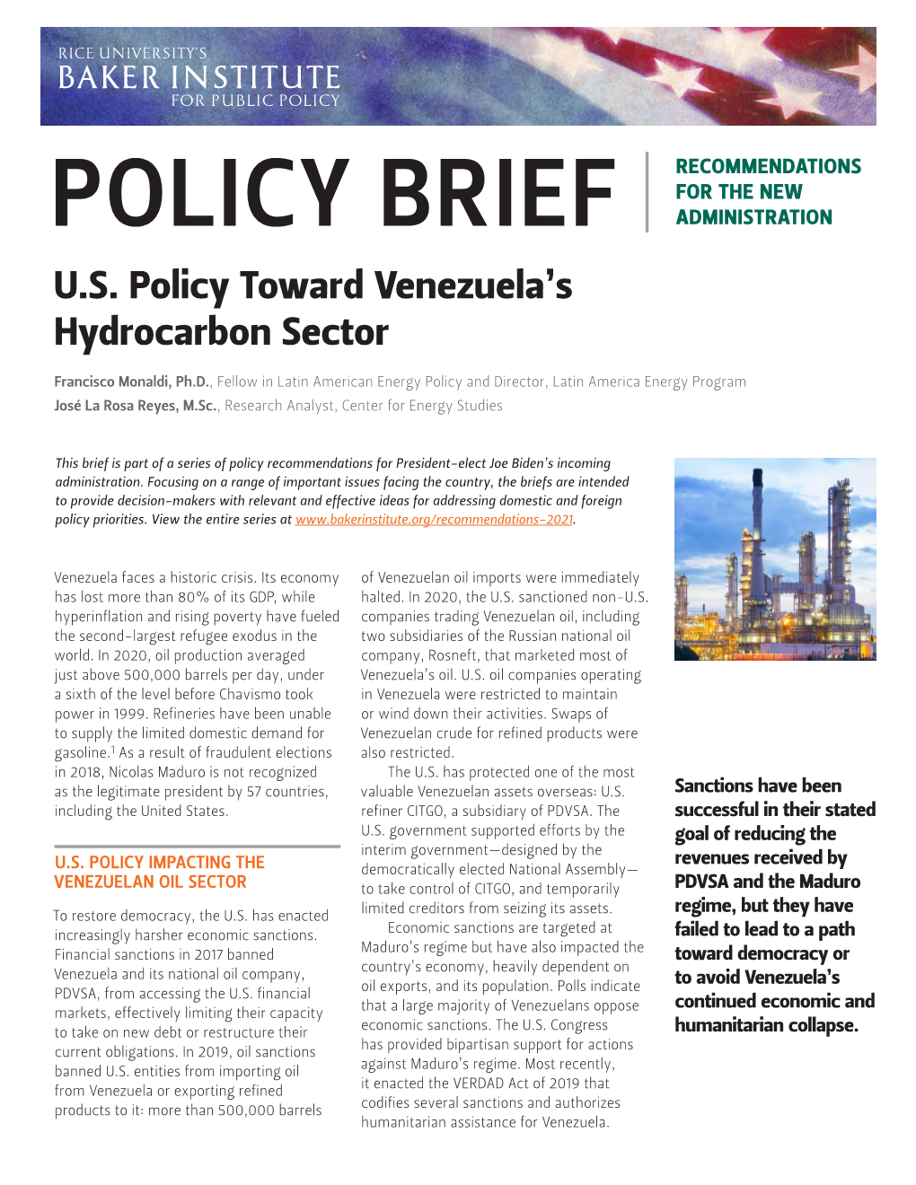 US Policy Toward Venezuela's Hydrocarbon Sector