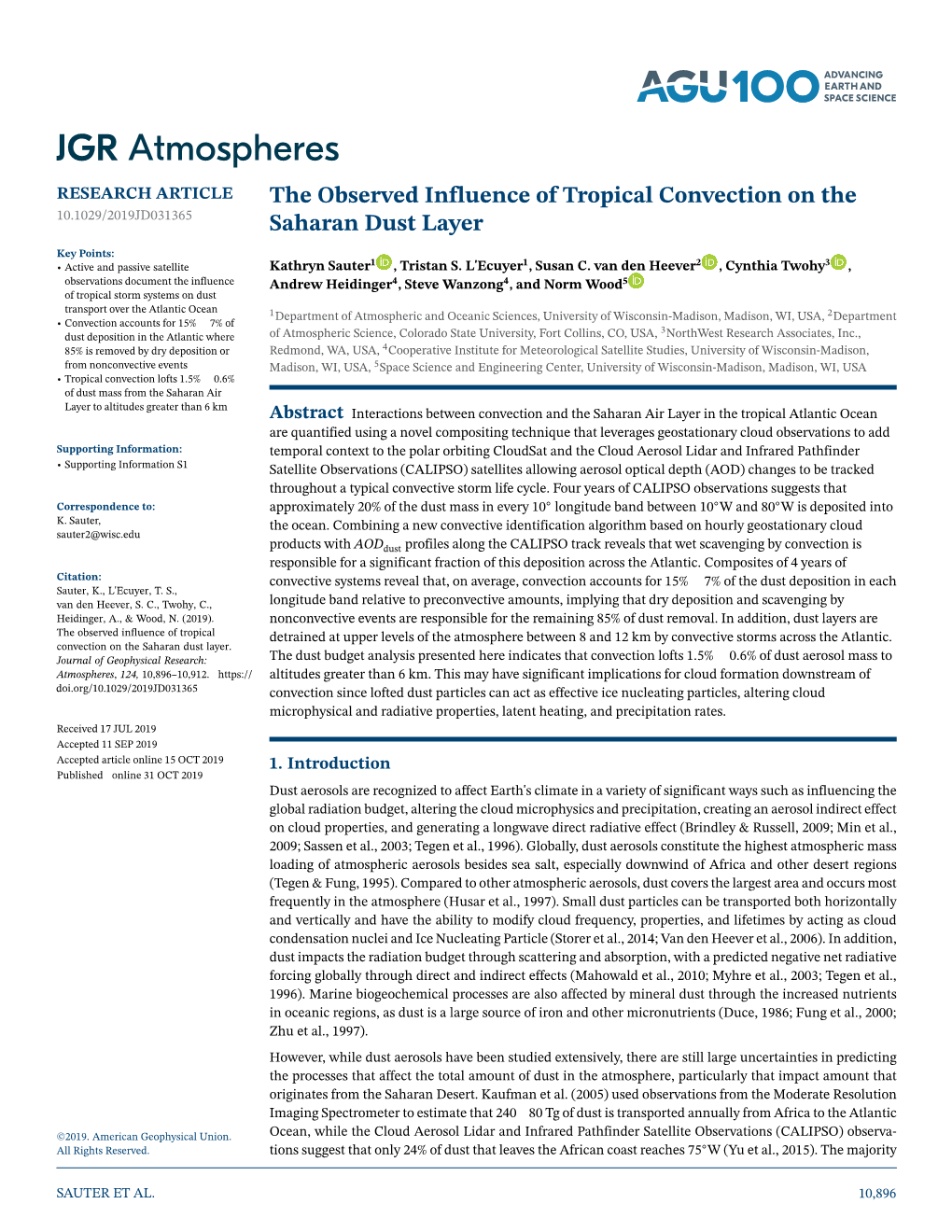 The Observed Influence of Tropical Convection on the Saharan Dust