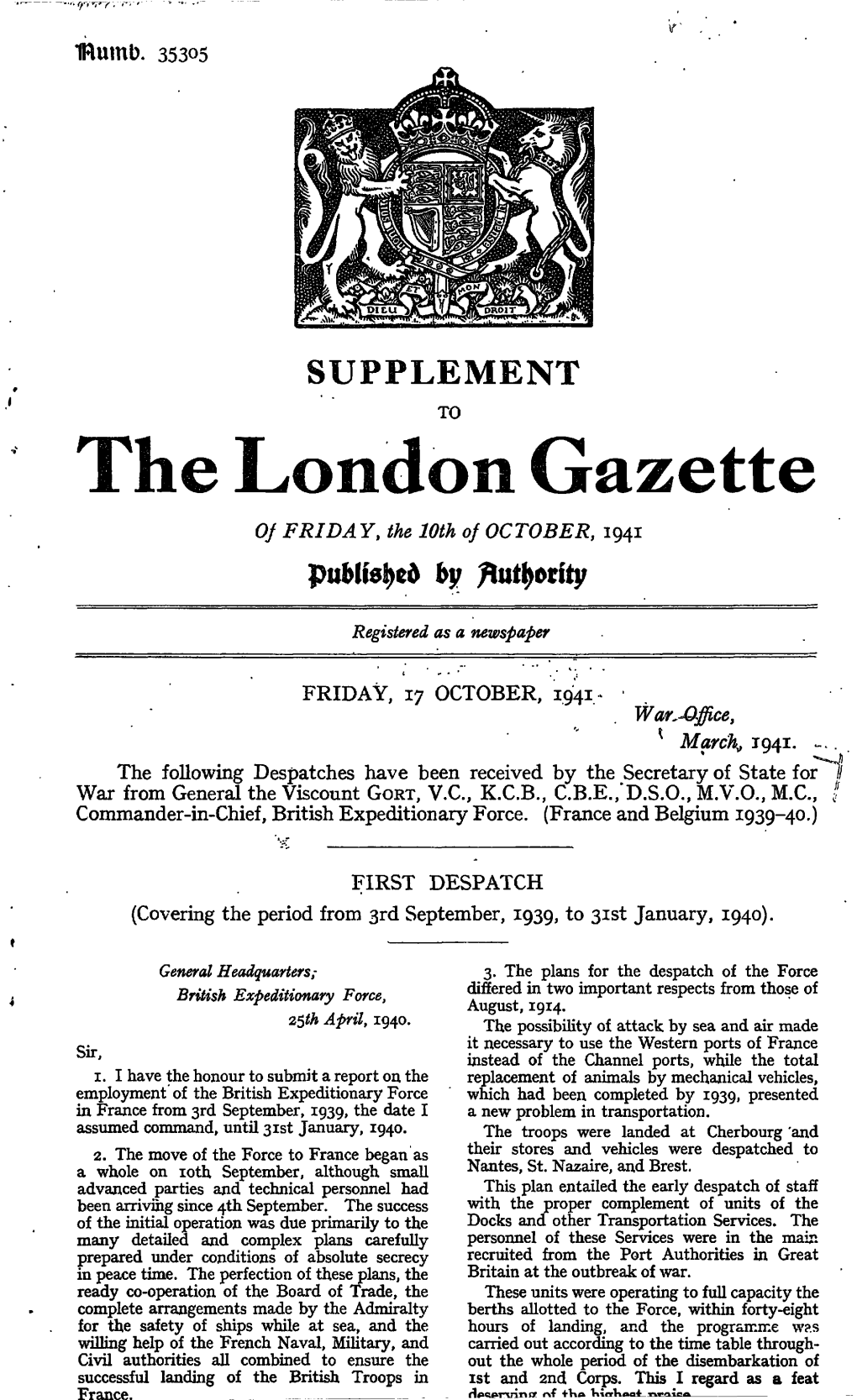 SUPPLEMENT the London Gazette