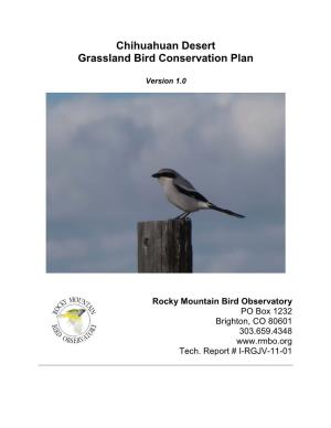 2012 Chihuahuan Desert Grassland Bird Conservation Plan