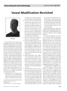 Vowel Modification Revisited