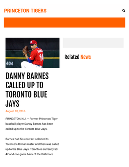 Danny Barnes Called up to Toronto Blue Jays • 2016