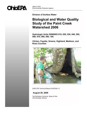 Biological and Water Quality Study of the Paint Creek Watershed 2006