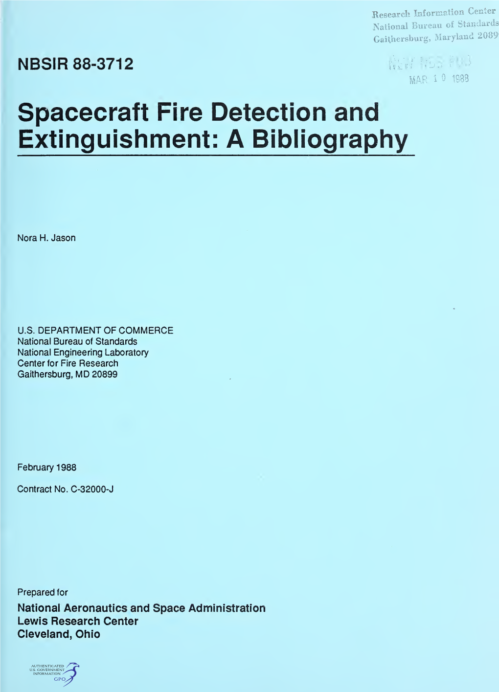 Spacecraft Fire Detection and Extinguishment : a Bibliography