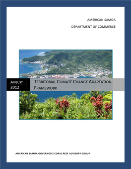 Territorial Climate Change Adaptation Framework During a Meeting on August 13, 2012