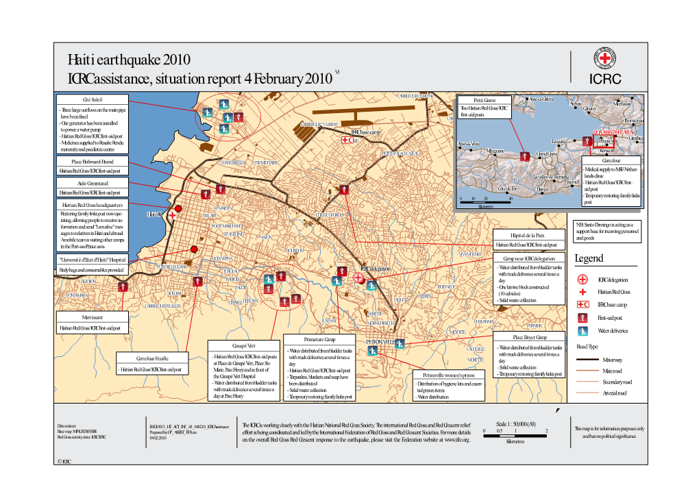 Map of Haiti Earthquake 2010, ICRC Assistance 4 February 2010