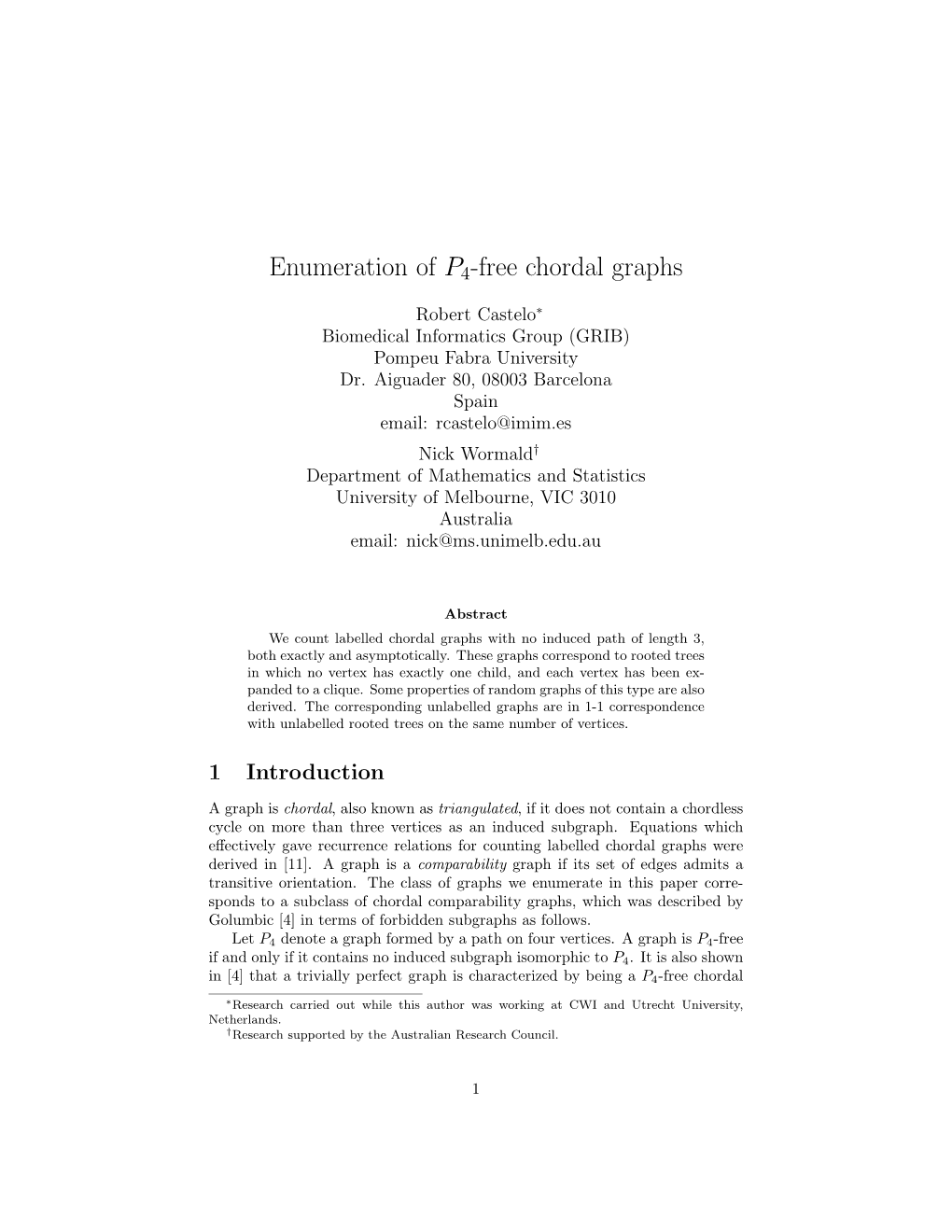 Enumeration of P4-Free Chordal Graphs