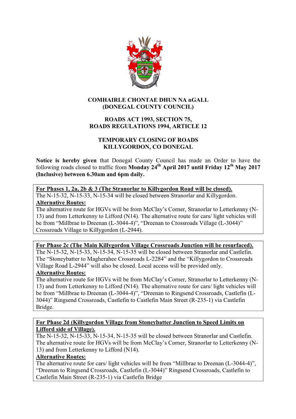 COMHAIRLE CHONTAE DHUN NA Ngall (DONEGAL COUNTY COUNCIL)