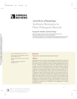 Antibiotic Resistance in Plant-Pathogenic Bacteria