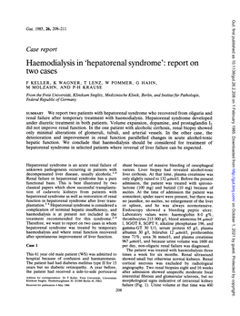 Haemodialysis in 'Hepatorenal Syndrome': Report On