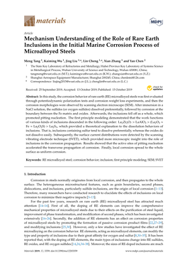 Mechanism Understanding of the Role of Rare Earth Inclusions in the Initial Marine Corrosion Process of Microalloyed Steels