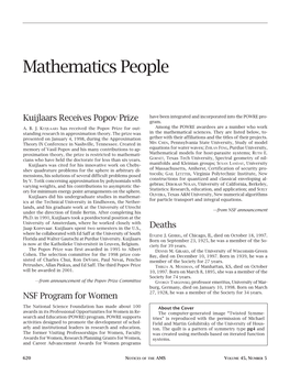 Mathematics People, Volume 45, Number 5