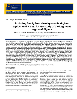 Exploring Family Farm Development in Dryland Agricultural Areas: a Case Study of the Laghouat
