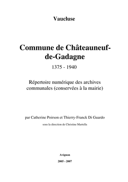 Commune De Châteauneuf- De-Gadagne