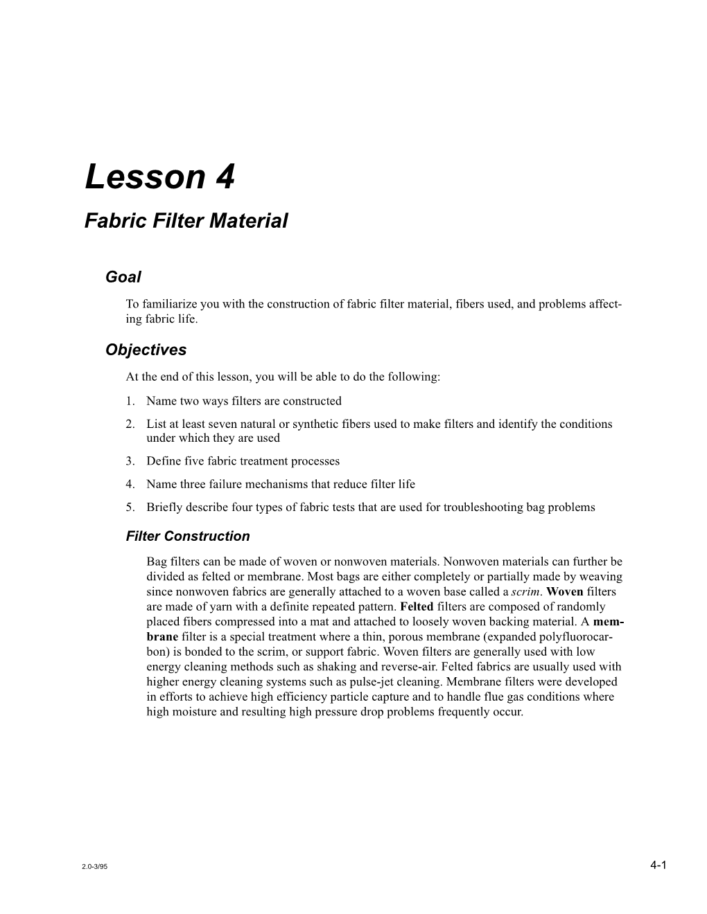 Lesson 4 Fabric Filter Material DocsLib