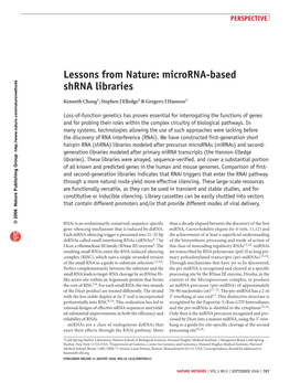 Lessons from Nature: Microrna-Based Shrna Libraries