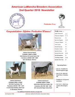 American Lamancha Breeders Association 2Nd Quarter 2018 Newsletter